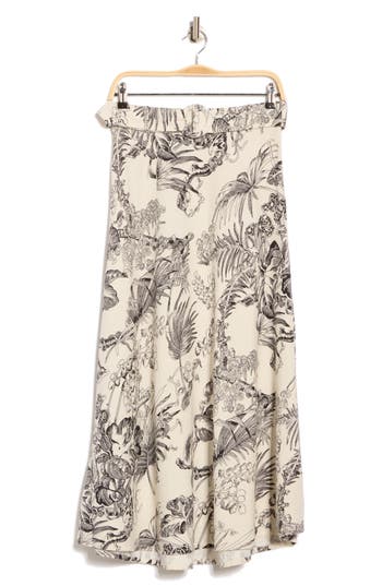 T Tahari Belted Linen Blend Maxi Skirt