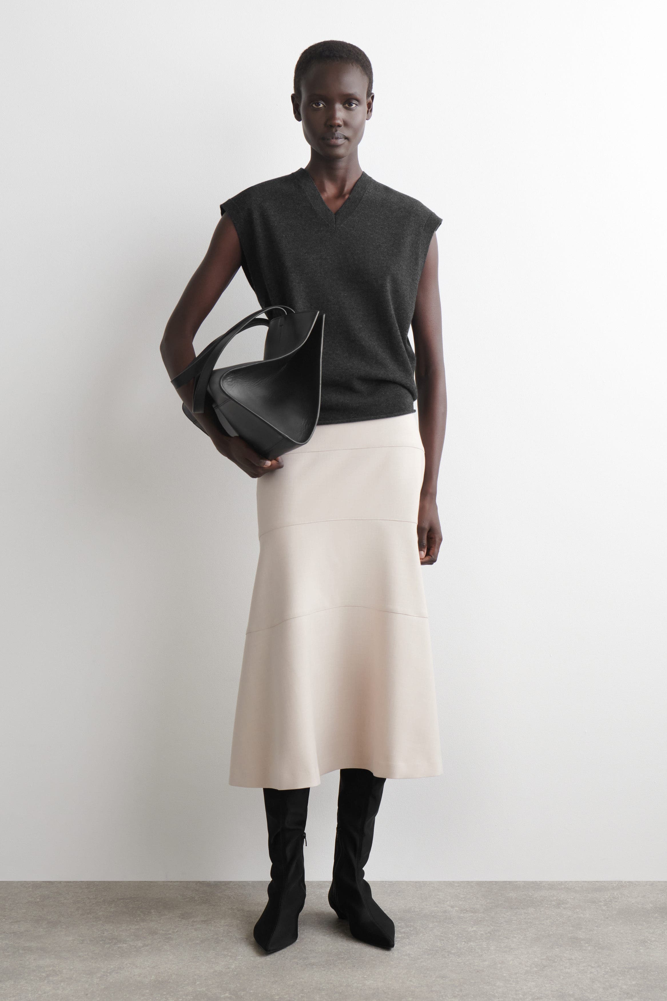 Curved A-Line Midi Skirt - image 3