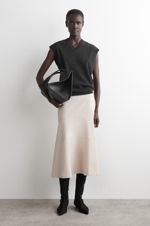 Curved A-Line Midi Skirt