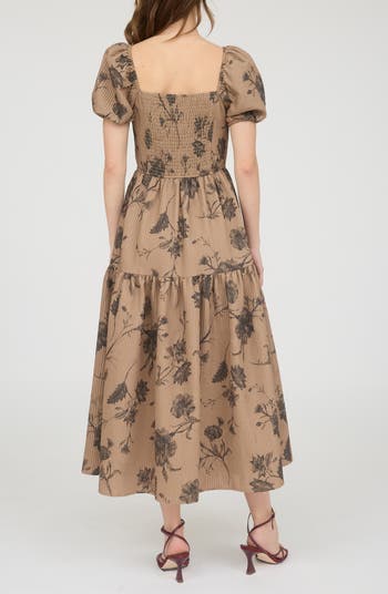 Puff Sleeve Midi Dress