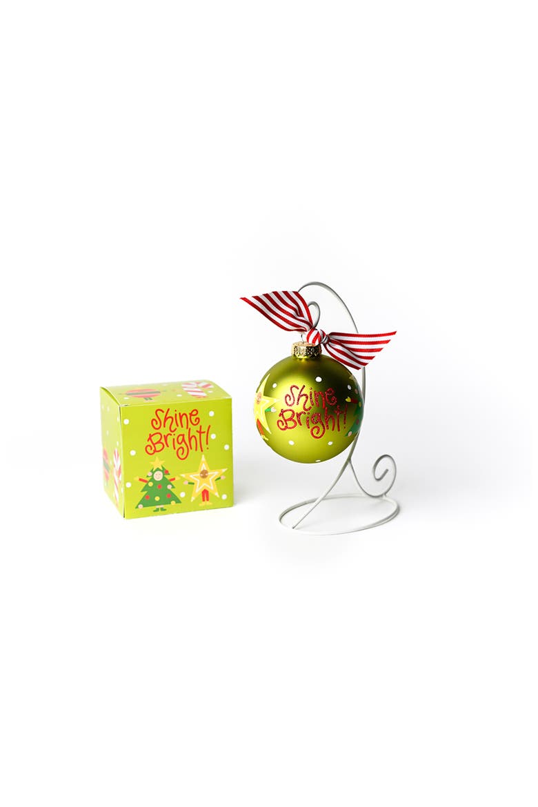 Holiday Play Glass Ornament with White Stand, Main, color, Green