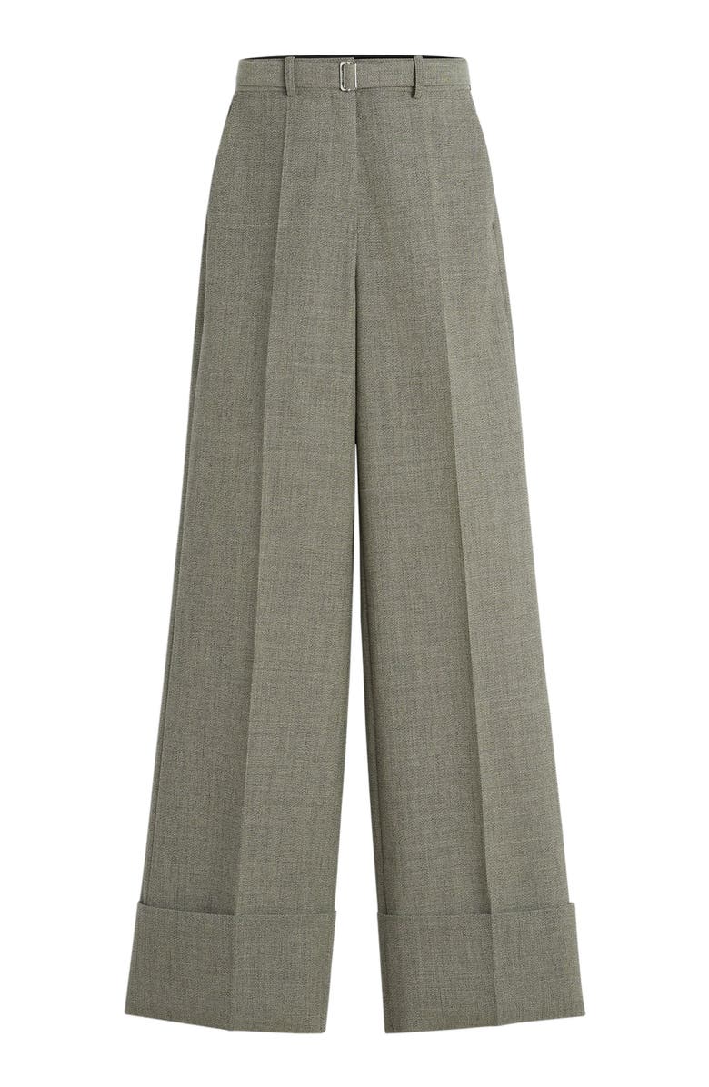 Lanvin Wide-Leg Cuffed Wool Pants, Alternate, color, 
