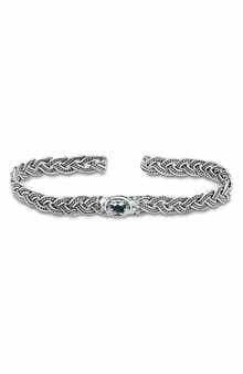 SAMUEL B. Sterling Silver Blue Topaz Braided Bangle