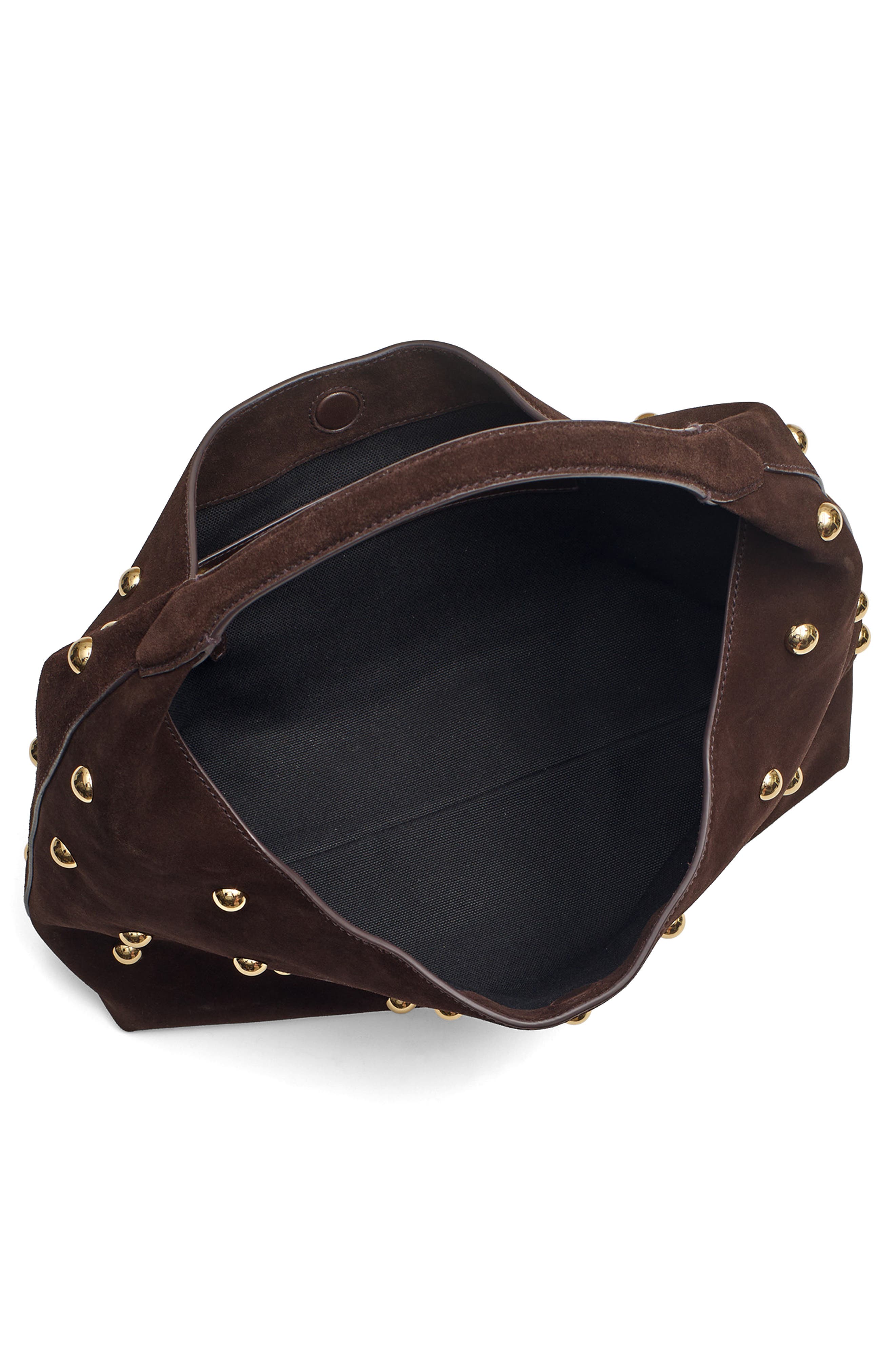 The Mylie Studded Suede Shoulder Bag, Alternate, color, DARK CAROB