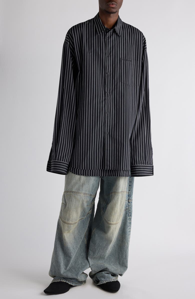 Flatground Stripe Cotton Poplin Button-Up Shirt