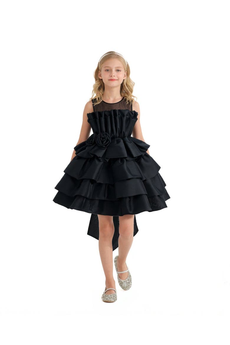 Tiered Bow Dress, Alternate, color, Black
