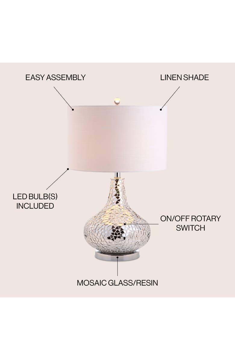 JONATHAN Y Emilia Mirrored Mosaic LED Table Lamp, Alternate, color, Silver/Gray