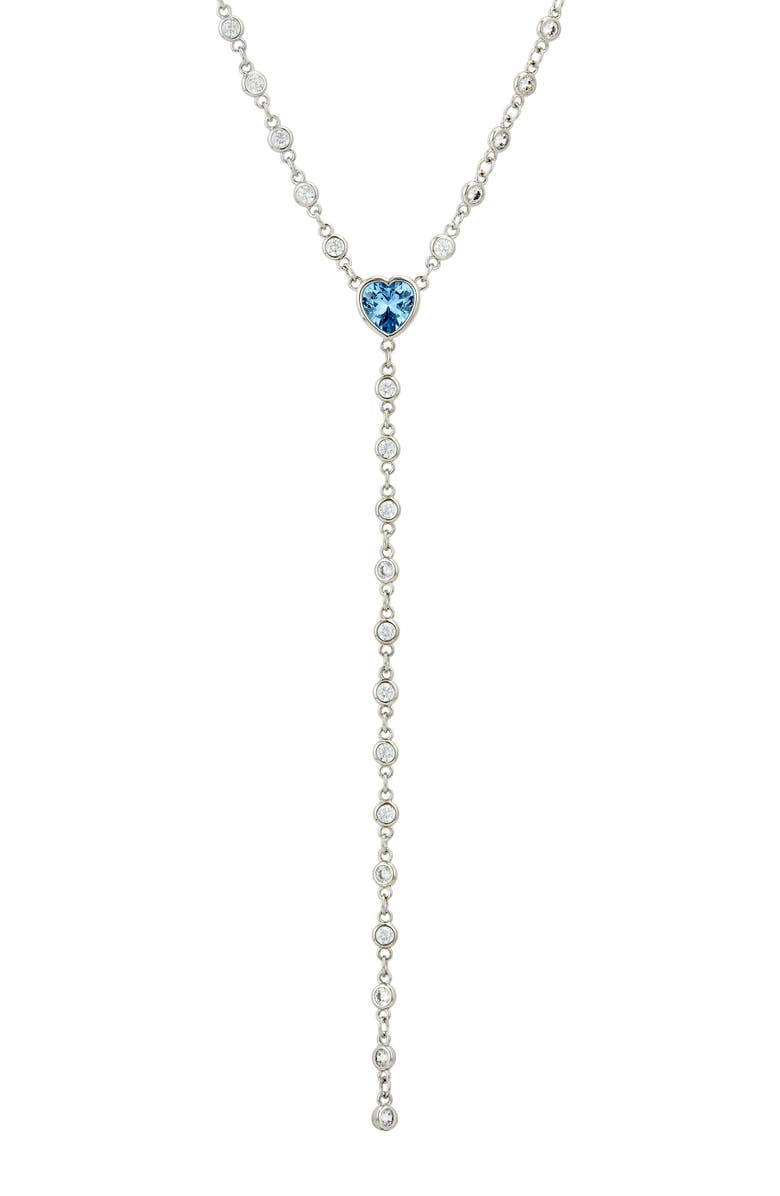 SAVVY CIE JEWELS By the Yard Cubic Zirconia Y-Necklace, Main, color, Silver/Blue