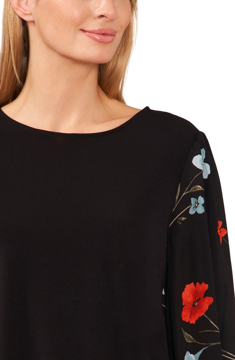 CeCe Mixed Media Knit Top, Alternate, color, 