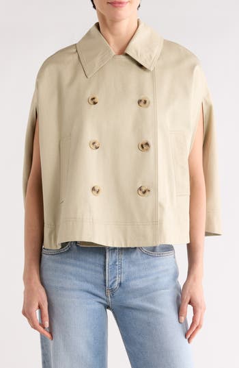 Avec Les Filles Trench Cape in Light Sage at Nordstrom Rack, Size Large