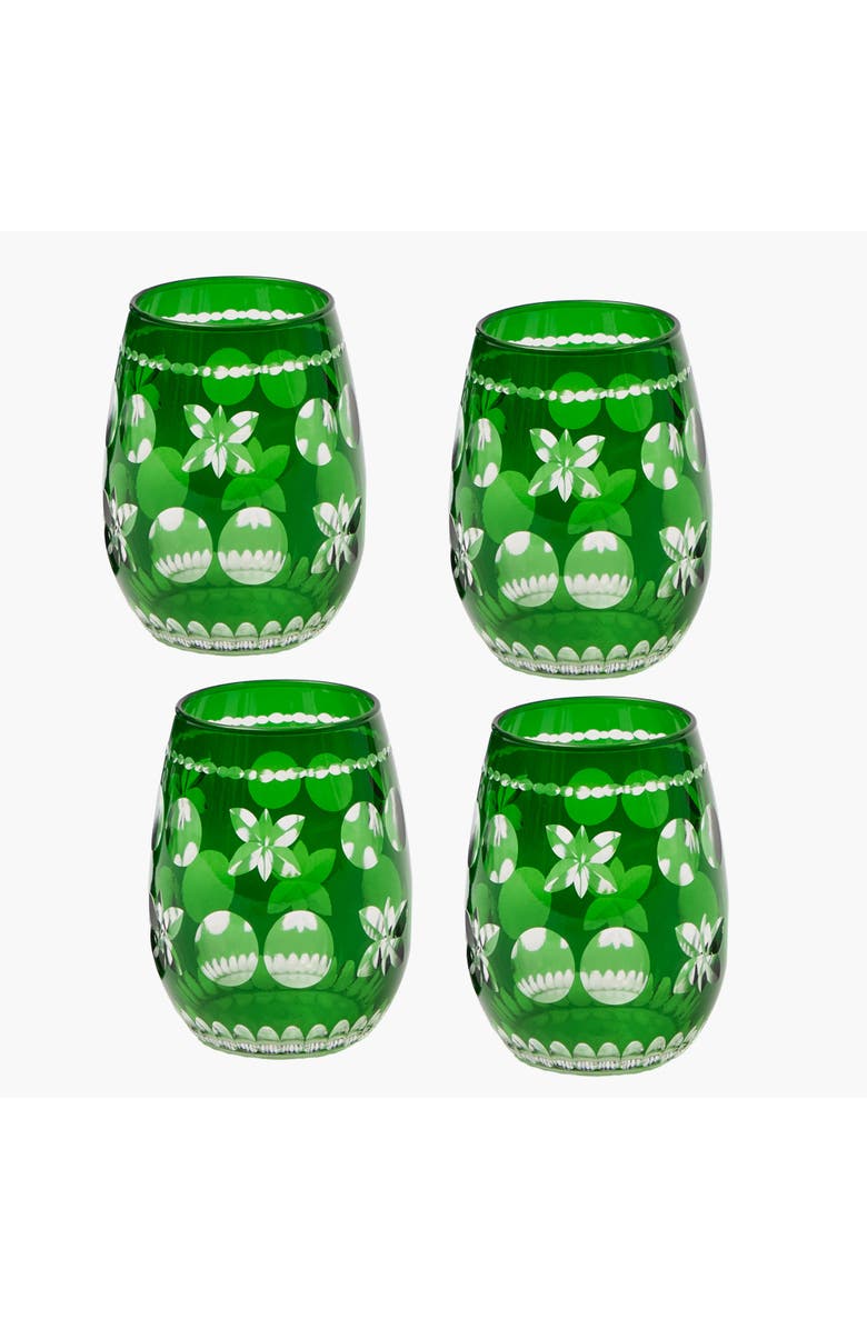Mrs. Alice Anita Engraved Water Glasses, Main, color, Green