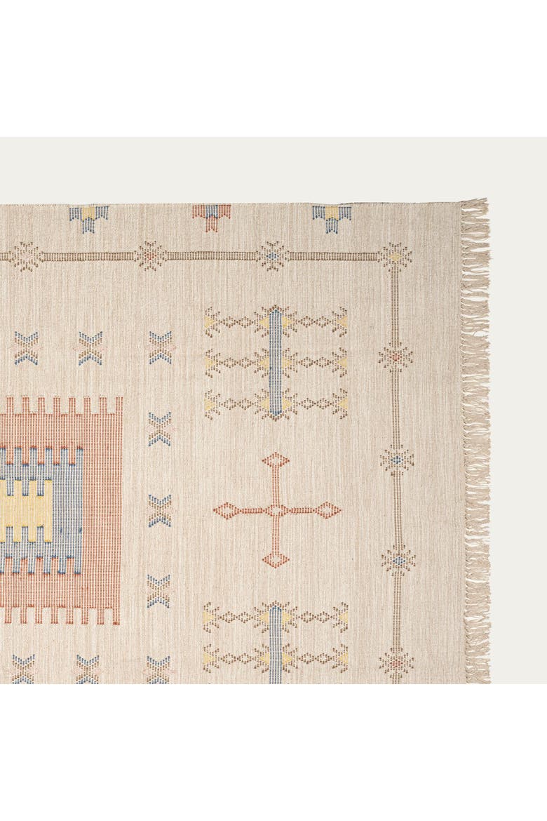 Geometric Cotton Motif Rug, Alternate, color, Beige