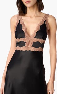 CAMI NYC Wendice Lace Trim Satin Slipdress
