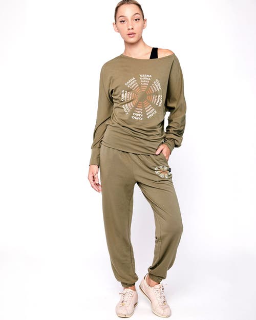 Rebody Active Karma Graphic Sweatpants In Olive/print