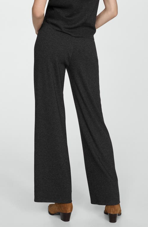 Mango Pull-on Knit Wide Leg Pants In Dark Heather Grey