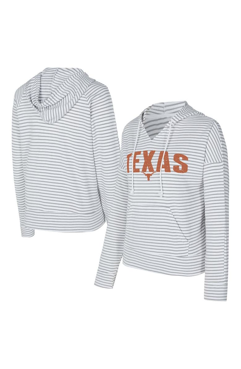 CONCEPTS SPORT Men's Concepts Sport  White/Gray Texas Longhorns French Terry Striped V-Neck Pullover Hoodie, Main, color, White