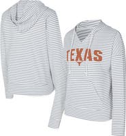 CONCEPTS SPORT Men's Concepts Sport White/Gray Texas Longhorns French Terry Striped V-Neck Pullover Hoodie