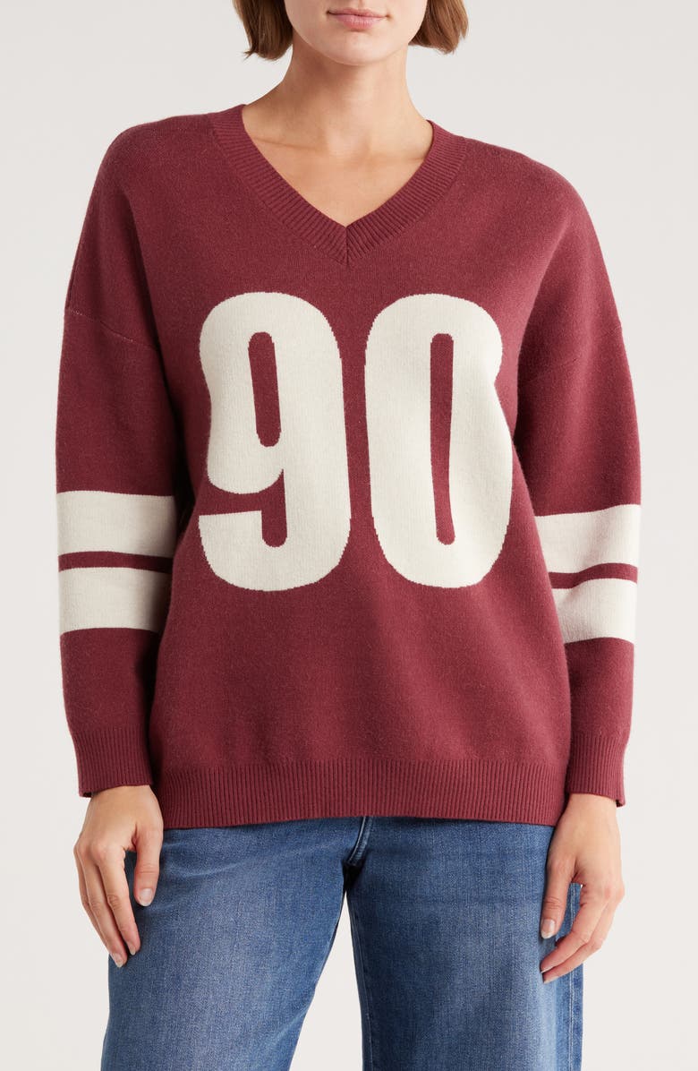 Vigoss 90 Varsity Sweater, Main, color, Berry
