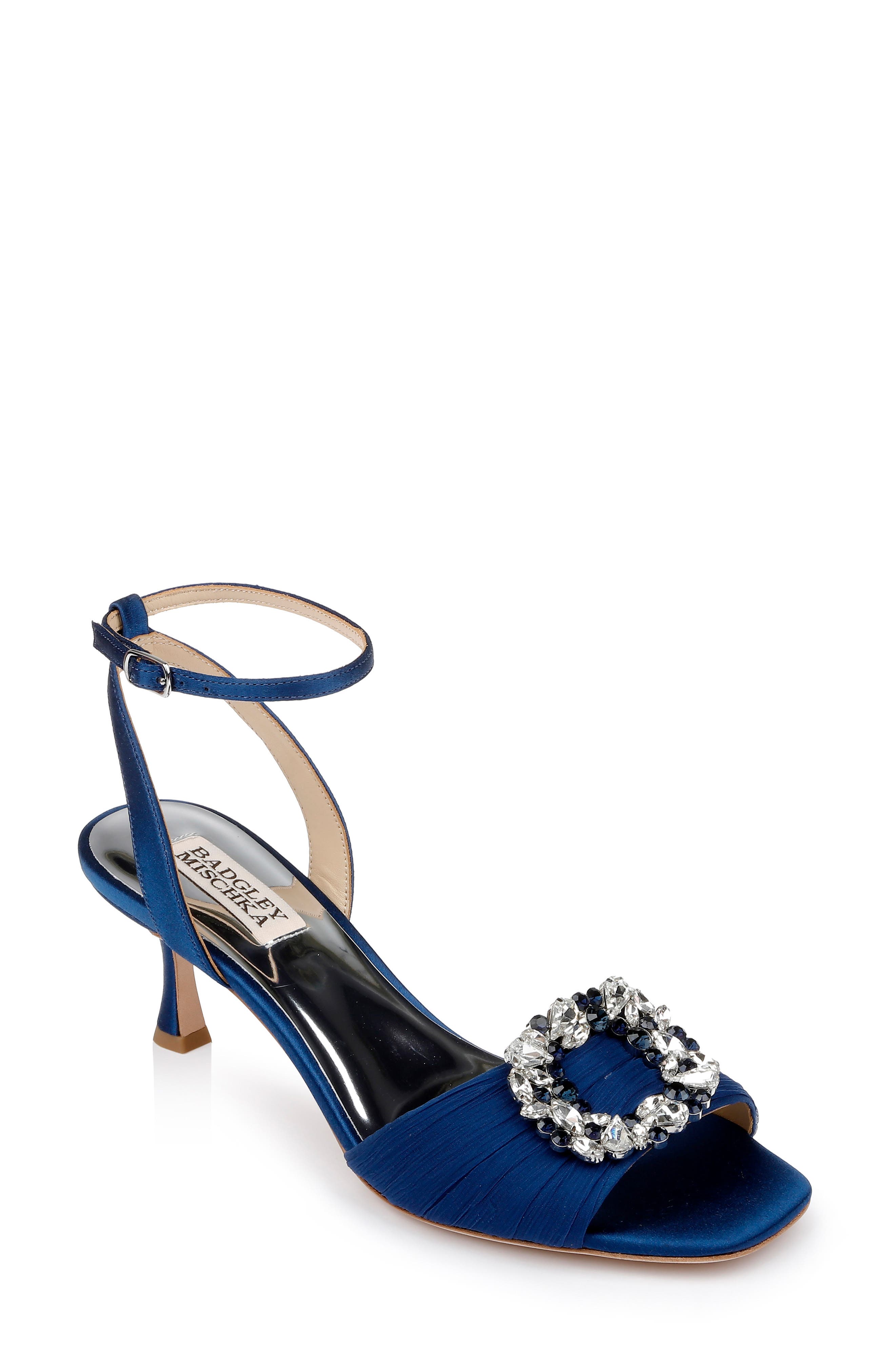 Nimah Ankle Strap Sandal, Main, color, NAVY SATIN