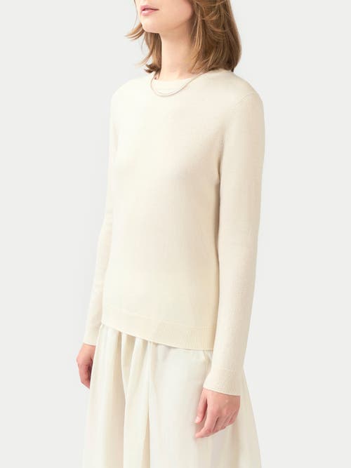Gobi Cashmere Essential Cashmere Crewneck Sweater In White