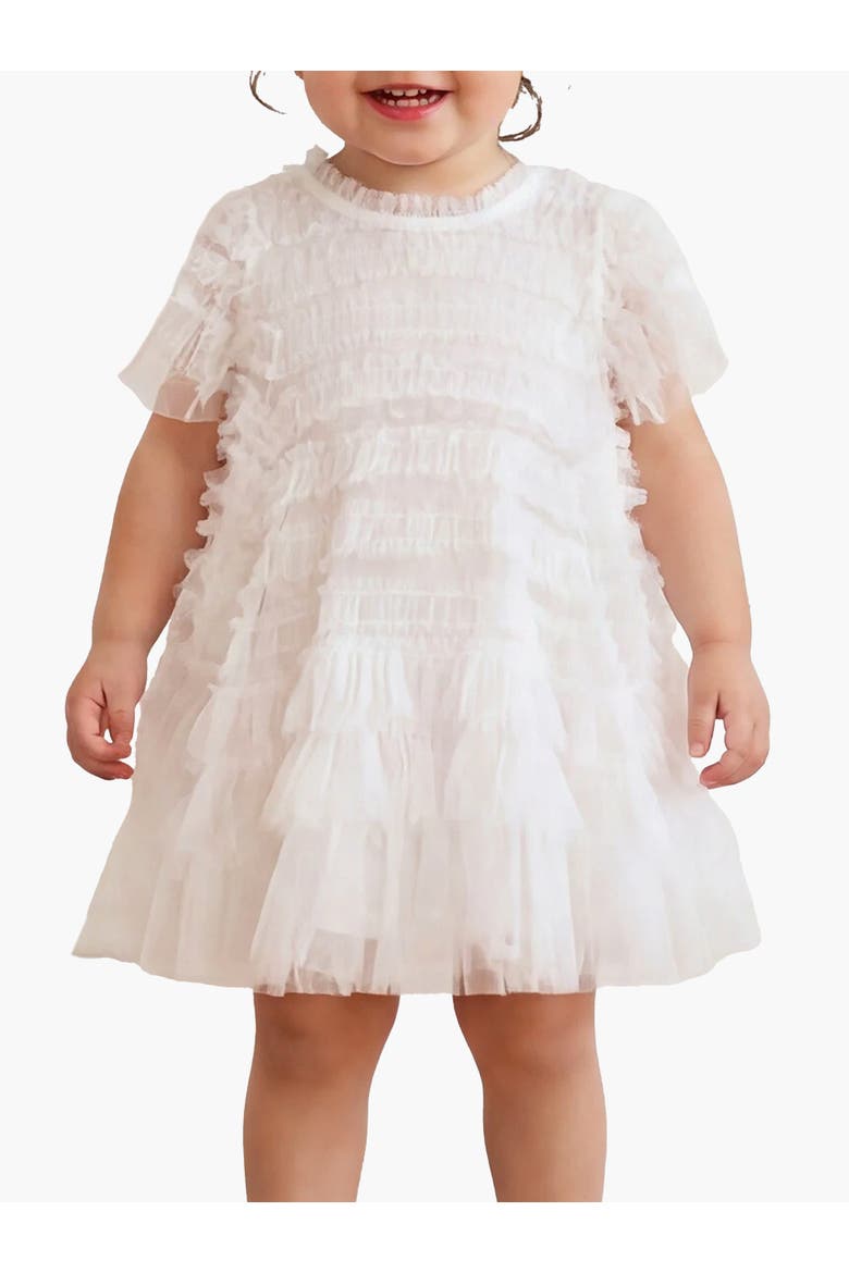 Kid's Valentine Ruffle Baby Dress, Main, color, Swan White
