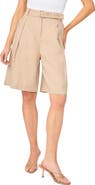 Halogen® Belted Pleated Longer Length Shorts