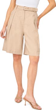 Halogen® Belted Pleated Longer Length Shorts