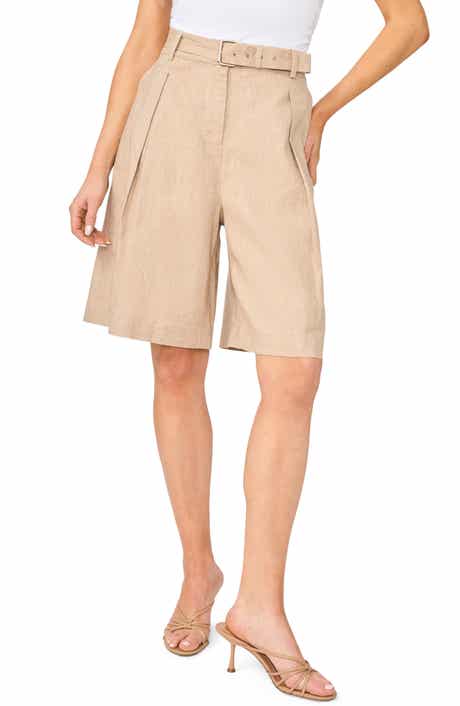 Belted Pleated Longer Length Shorts