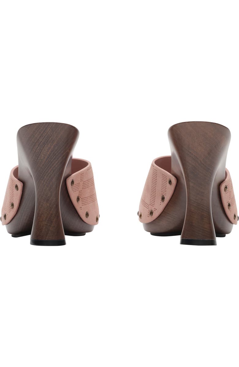 Burberry Check Suede Potter Mules, Alternate, color, Peony Pink