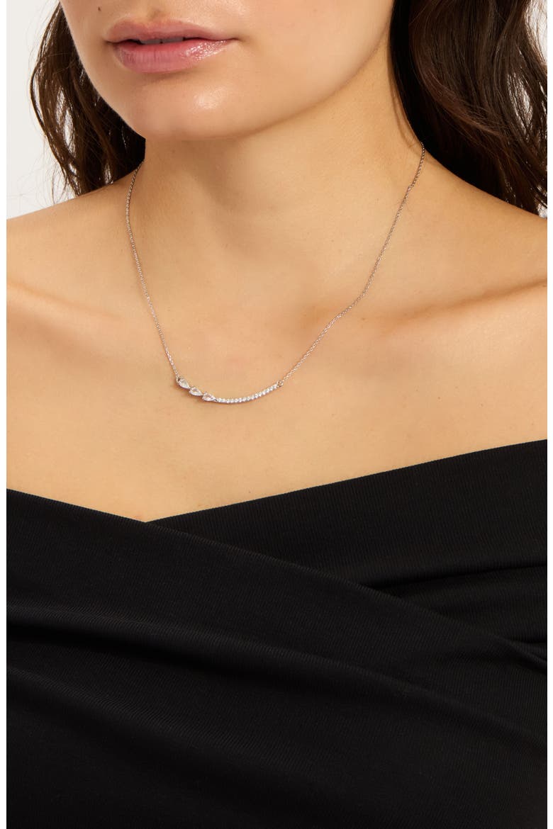 Curved Crystal Bar Slider Bracelet & Necklace Set, Alternate, color, SILVER