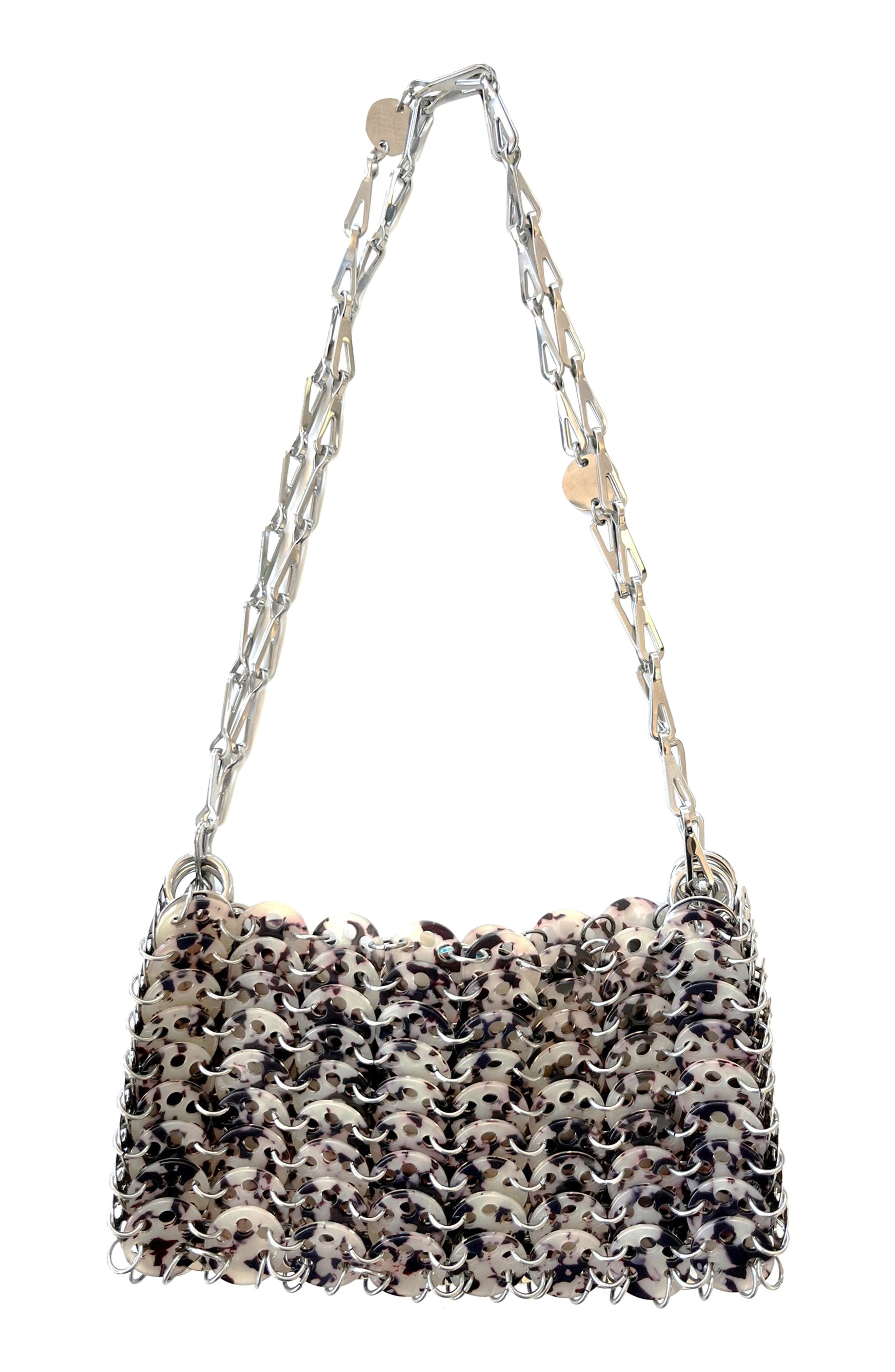 Rabanne 1969 Tortoiseshell Print Shoulder Bag, Main, color, Silver / Turtle Shell