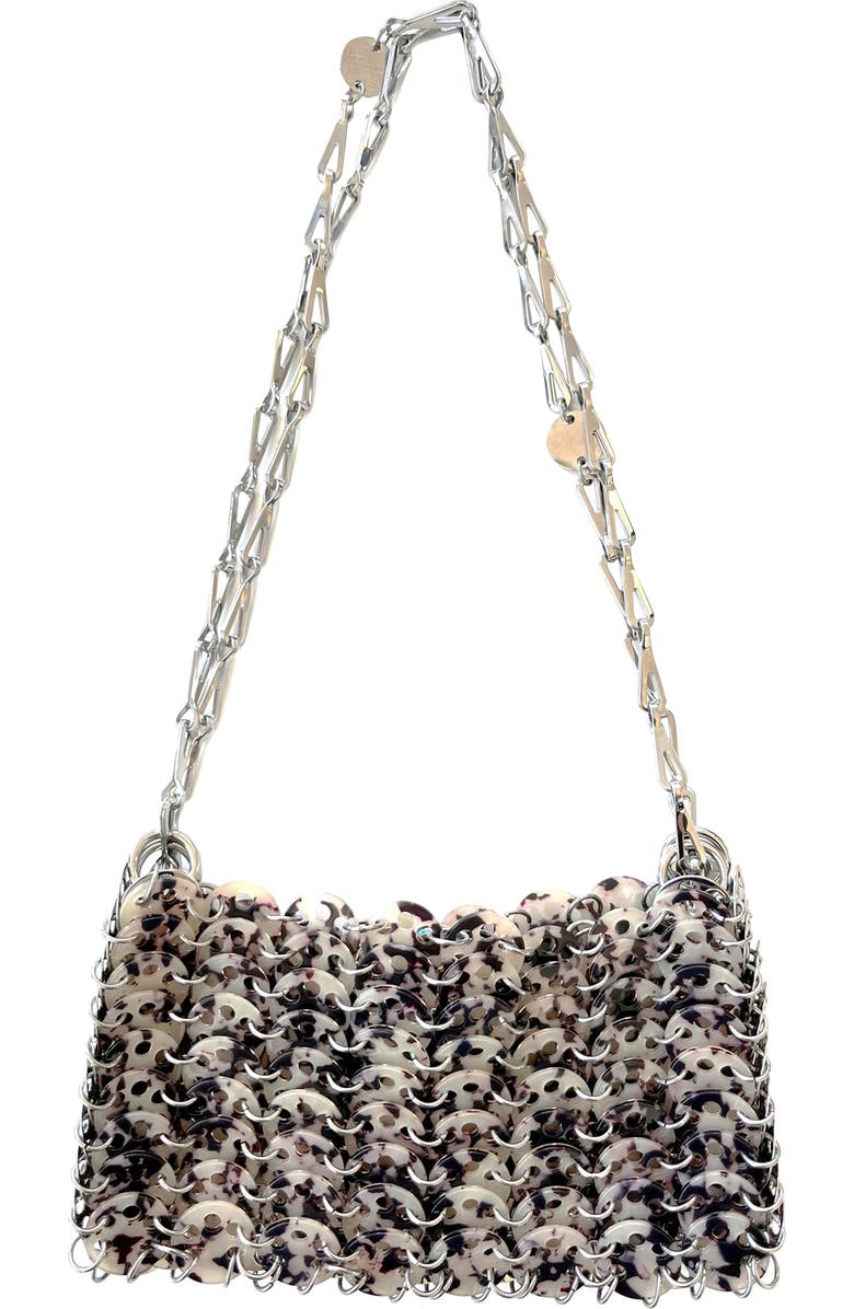 Rabanne 1969 Tortoiseshell Print Shoulder Bag, Main, color, Silver / Turtle Shell