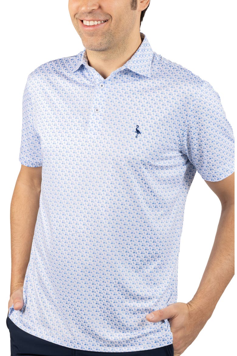 Carts & Byrd Print Performance Polo, Alternate, color, WHITE