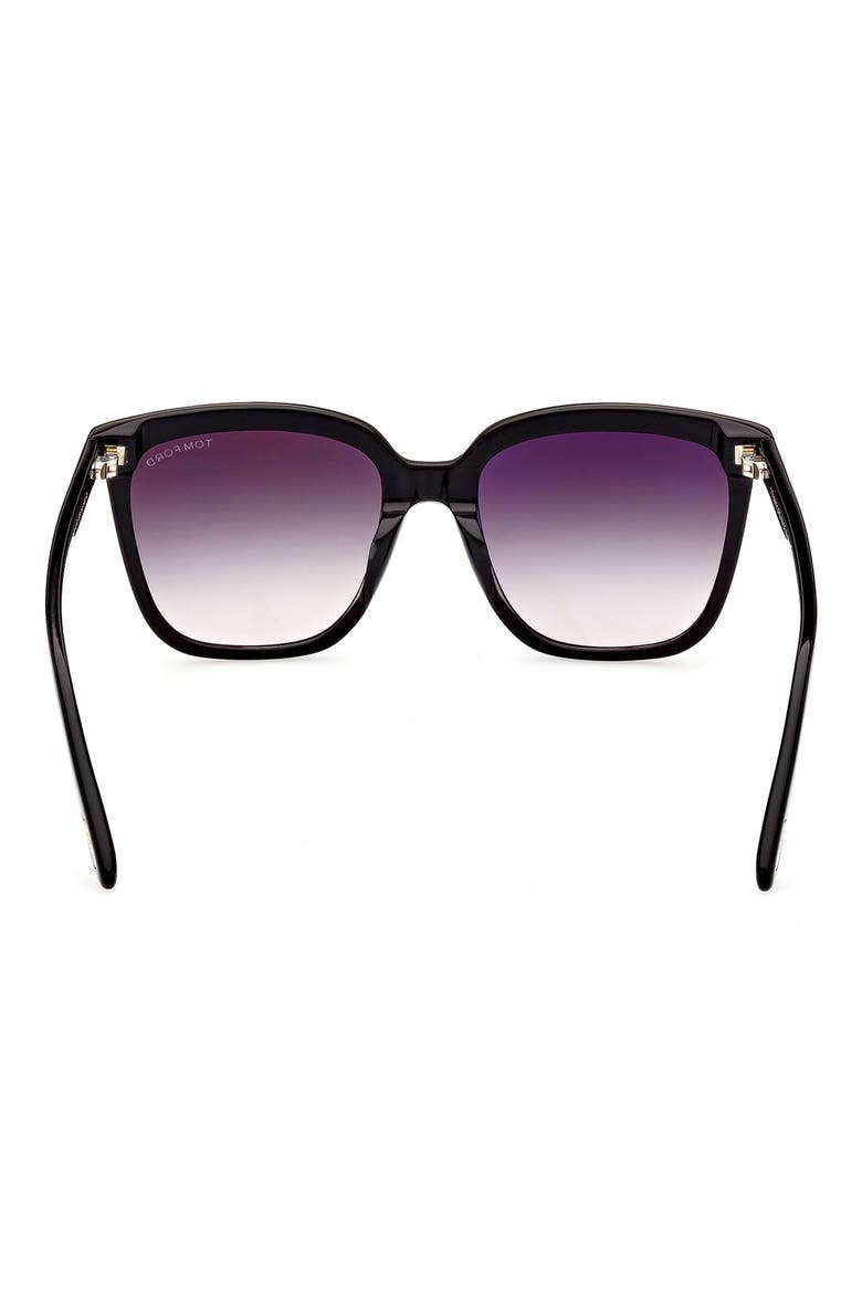 55mm Butterfly Sunglasses, Alternate, color, SHINY BLACK / GRADIENT SMOKE