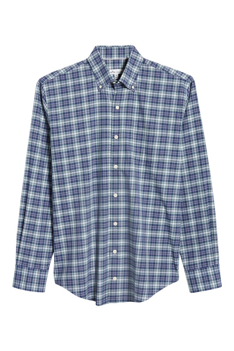 Robertson Crown Finish Plaid Button-Down Shirt, Alternate, color, NAVY