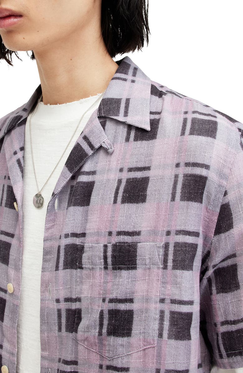 AllSaints Big Sur Check Camp Shirt, Alternate, color, Sugared Lilac