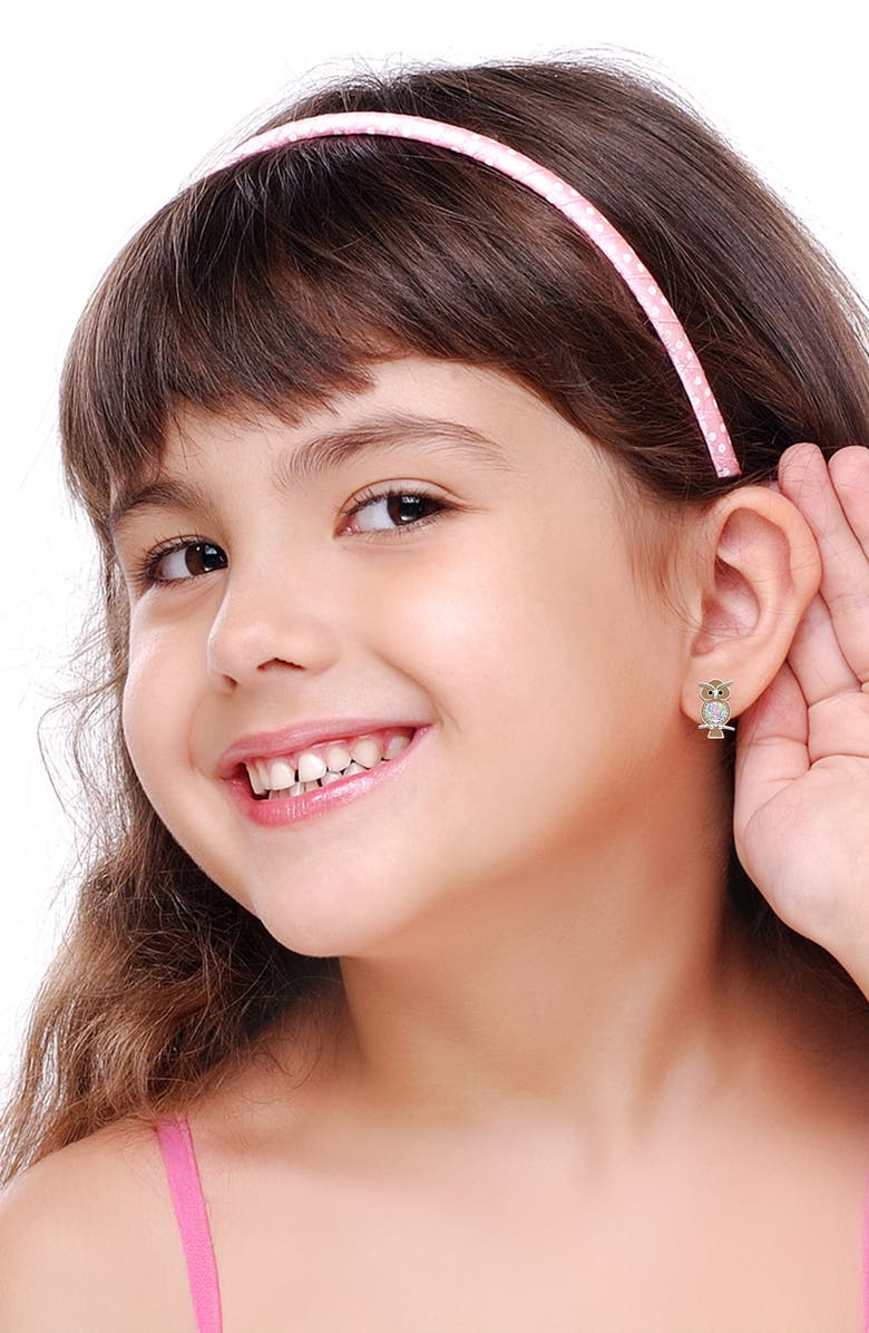 Chanteur Kids' Owl Stud Earrings, Alternate, color, Brown