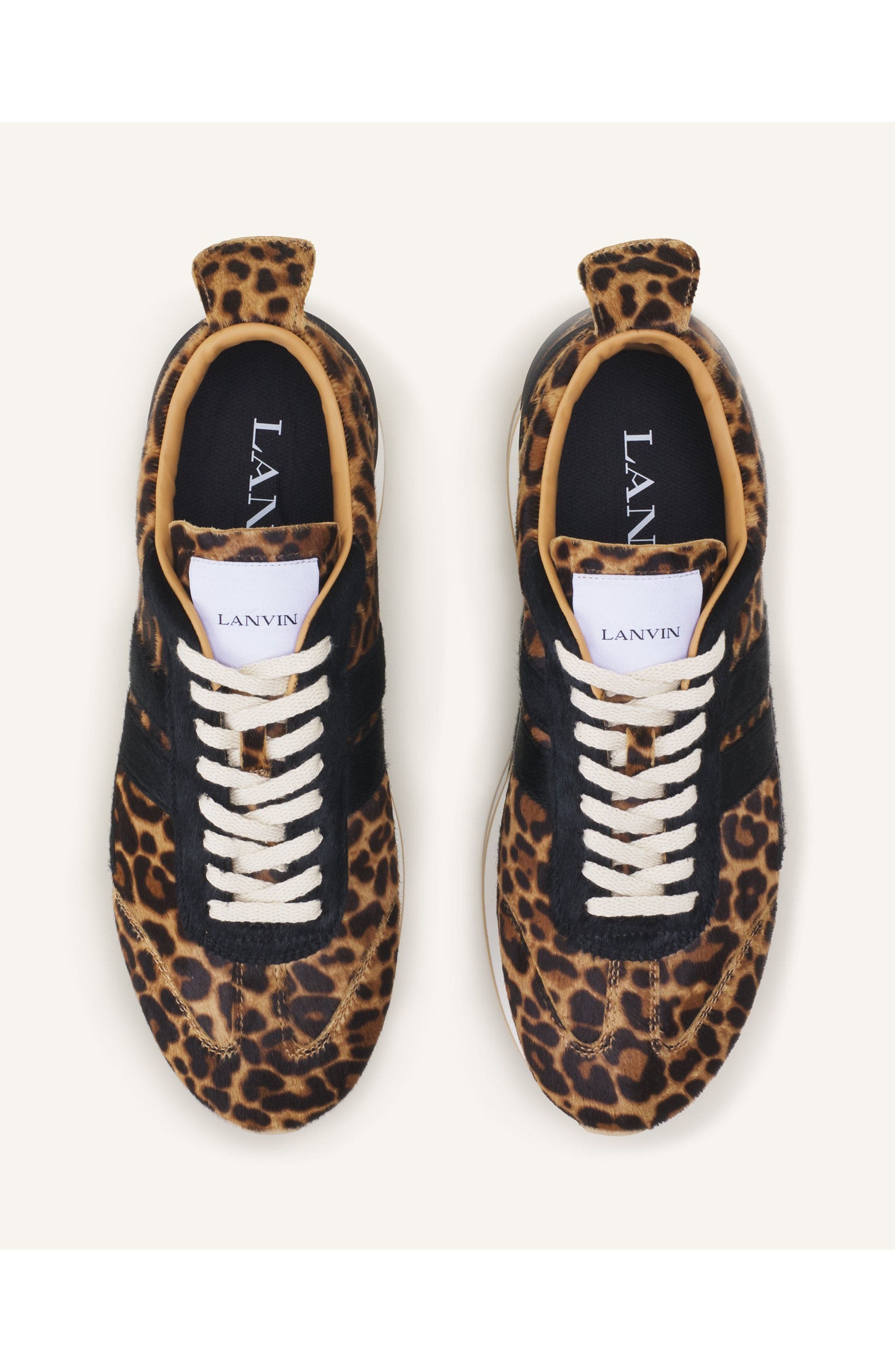 Lanvin Leopard Print Bumpr Sneakers In Pony, Alternate, color, Beige/Black