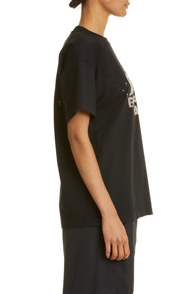 Balenciaga Women's Dirty BB Logo Distressed Cotton Graphic Tee, Alternate, color, 
