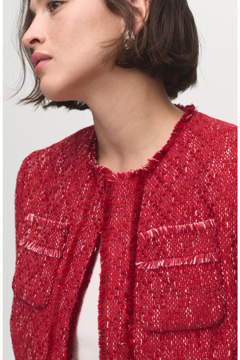 Frayed Tweed Jacket, Alternate, color, RED