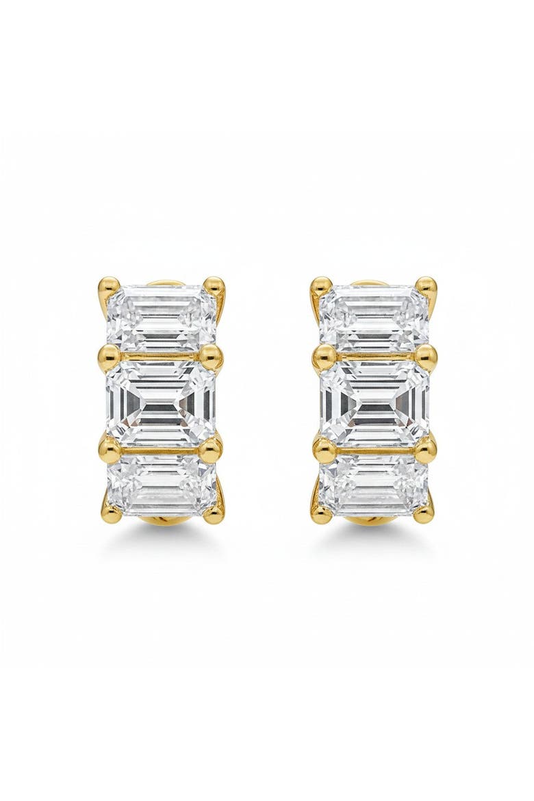 Lab Grown Diamond Emerald Tennis Huggie Earring 14K, Main, color, 14K Gold