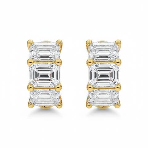 Lab Grown Diamond Emerald Tennis Huggie Earring 14K