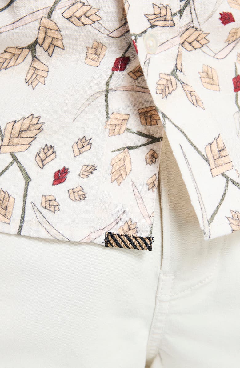 Billy Reid Textural Oat Short Sleeve Button-Up Shirt, Alternate, color, Tinted White