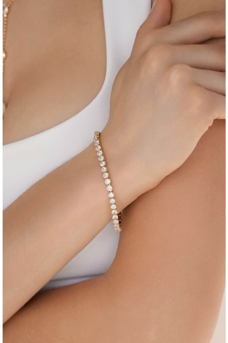 Single Row Cubic Zirconia Tennis Bracelet, Alternate, color, GOLD