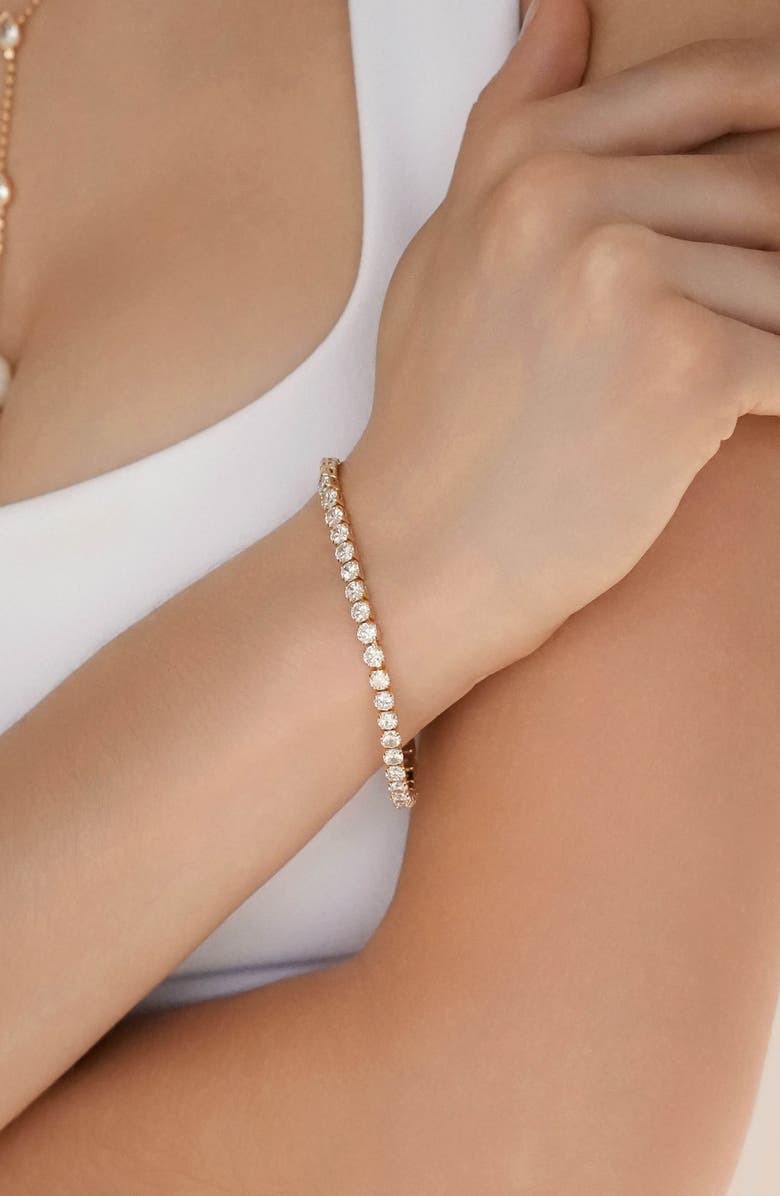 Ettika Single Row Cubic Zirconia Tennis Bracelet, Alternate, color, Gold