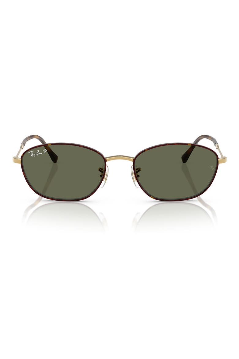 55mm Polarized Irregular Sunglasses, Main, color, GREEN HAVANA