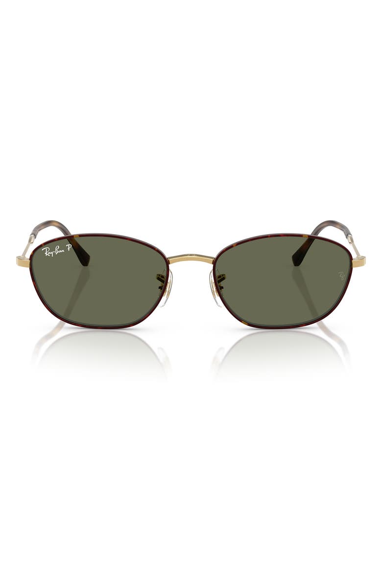 Ray-Ban 58mm Polarized Irregular Sunglasses, Main, color, Green Grad