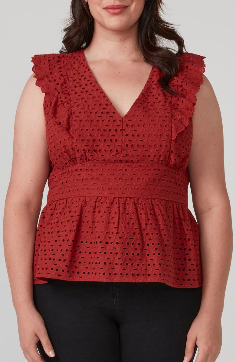 Estelle Cordelia Eyelet Peplum Top, Main, color, 