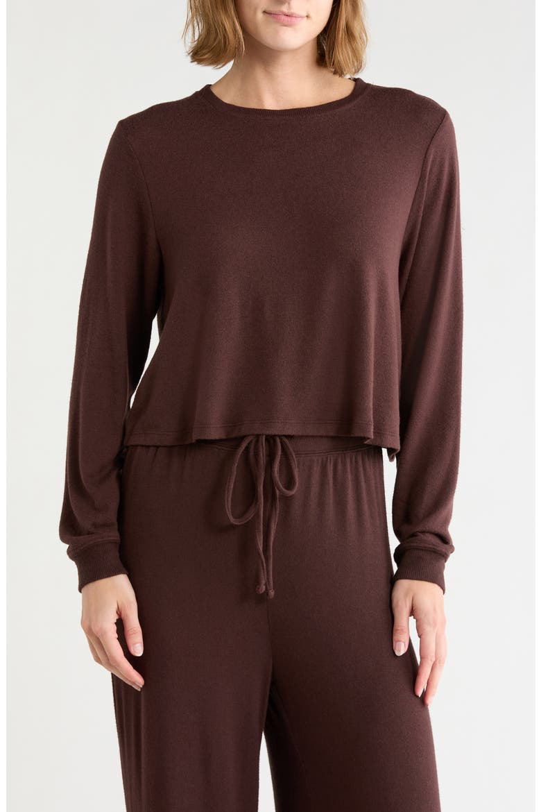 Easy Cozy Crew Pajama Sweatshirt, Main, color, BROWN COFFEE