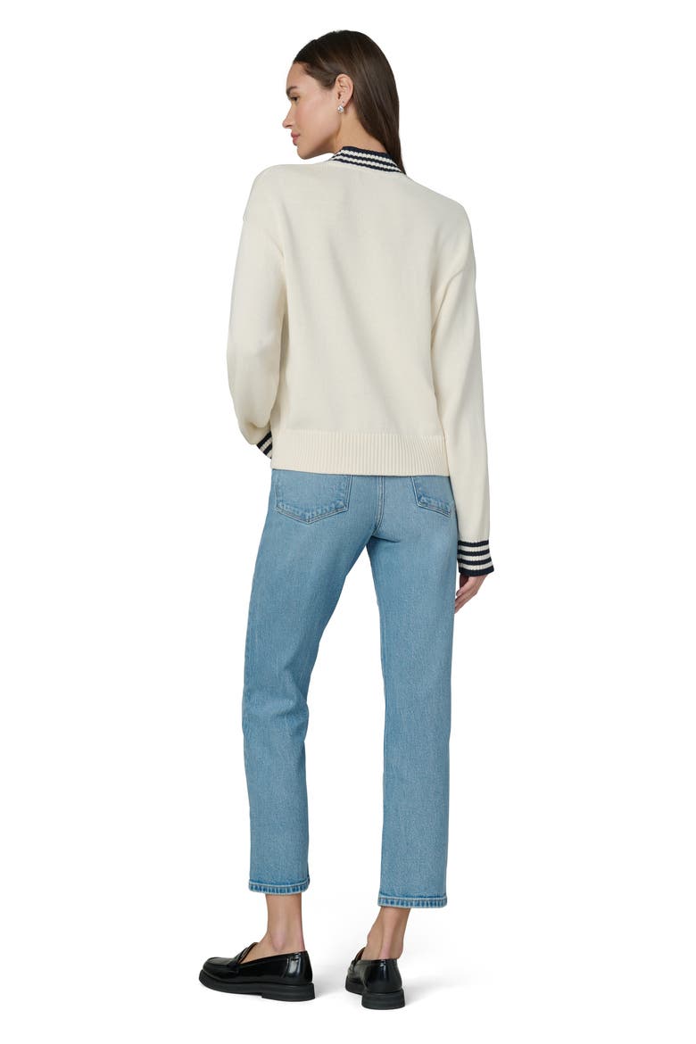 The Leah Stripe Cardigan, Alternate, color, ECRU W/ NAVY TIPPI